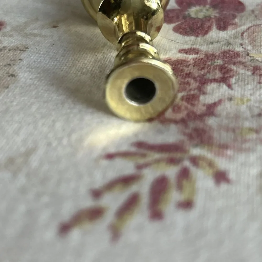 Vintage Gold Tone 3 Inch Mini Candle Stick For Doll- Holds Mini Candle